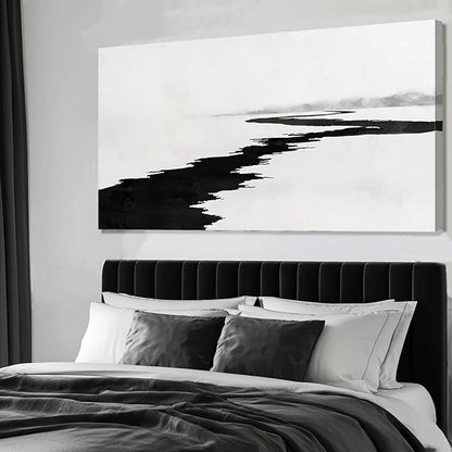 SDYA Black and White Pictures for Wall Decor Minimalist Canvas Painting 48x24 Hanging Decor for Bedroom Large Wall Art for Office