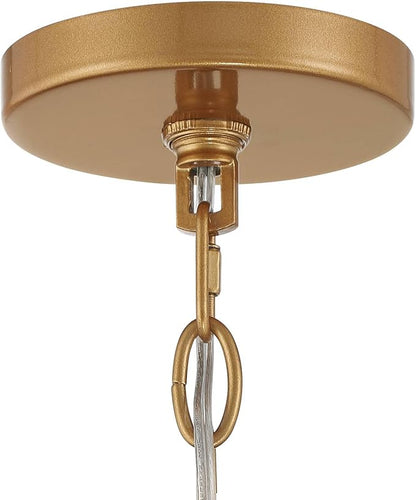 Possini Euro Design Carrine Light Brass Gold Pendant Chandelier Lighting 15 1/4" Wide Modern Clear Crystal Accents 4-Light Fixture for Dining Room House Home Foyer Kitchen Entryway Bedroom Living