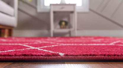 Unique Loom Trellis Frieze Collection Area Rug - Geometric (6' 1" x 9', Red/ Ivory)