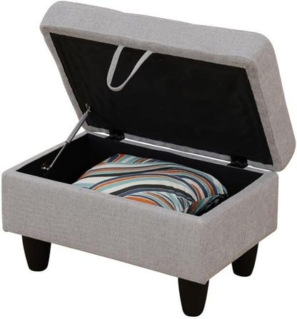 Ottoman Storage Ottoman Bench Flannel Footrest Footstool with Hinged Lid for Living Room, Bedroom, Entryway, Grey, 28.5"X19"X17.5"