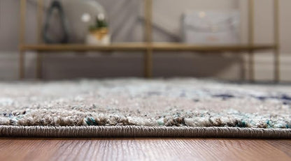 Unique Loom Trellis Frieze Collection Area Rug - Geometric (4' Round, Blue Multi/ Ivory)