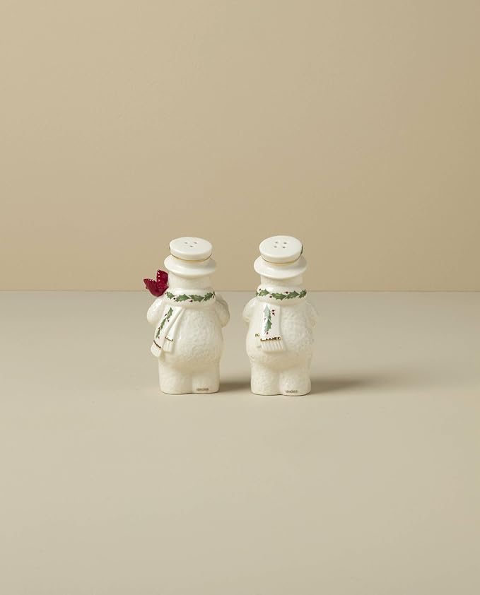 Lenox 896361 Happy Holly Days Snowmen Salt & Pepper Set, 2-Piece, Ivory, Christmas & Holiday Hosting