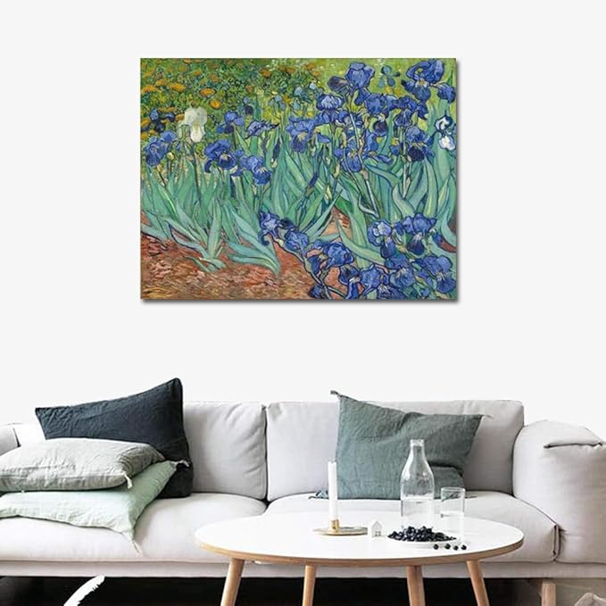 Wieco Art Irises Extra Large Modern Gallery Wrapped Floral Giclee Canvas Prints By Van Gogh Famous Flowers Oil Paintings Reproduction Artwork Pictures on Canvas Wall Art