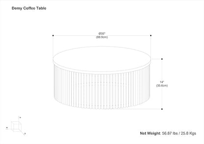 SIMPLIHOME Demy Coffee Table - 35 inch Wide Industrial Contemporary Round Cocktail Table in Natural and Black, Sculptural Living Room Table with Wood Veneer Top and Powder Coated Metal Base, Assembled