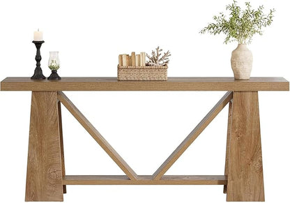 Tribesigns 70.9-Inch Extra Long Console Table for Entryway, 2-Tier Farmhouse Sofa Table with Storage, Wooden Narrow Behind Couch Table for Living Room, Hallway, Foyer