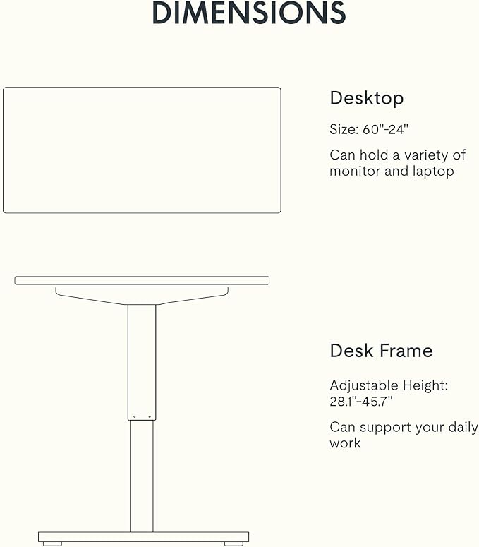 FLEXISPOT EN1 One-Piece Standing Desk 60 x 24 Inches Height Adjustable Electric Desk (Silver Frame + Grey Wood Grain Top, 2 Packages)