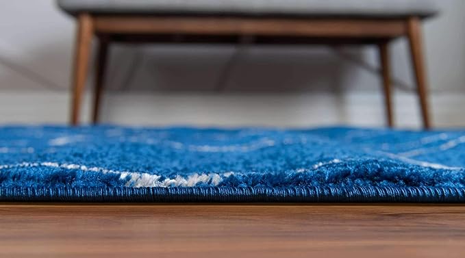 Unique Loom Trellis Frieze Collection Area Rug - Geometric (4' x 6' Oval, Navy Blue/ Ivory)