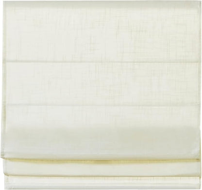 Madison Park Kyler Cordless Roman Shades - Single Panel, Lightweight Linen Blend Fabric, Natural Design, Easy Installation, Light Filtering Window Blind, Bedroom, Living Room Decor 27"W x 64"L Ivory