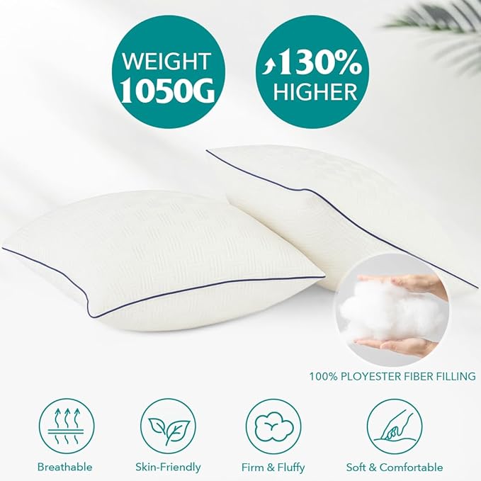 Oubonun 22x22 Pillow Inserts Set of 2 - Square Decorative Throw Pillows for Couch Bed Sofa Living Room Down Alternative Polyester Filling 22 Inch Insert(Beige)