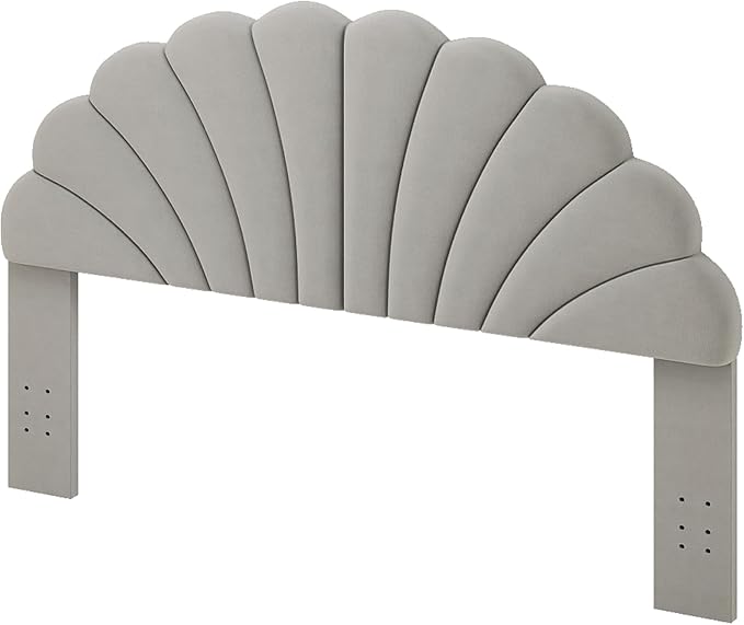 Queen Size Headboard Only, Petal Wall Mount Headboard Queen/Full Size for Adjustable Bed Velvet Upholstered Head Board Easy Assembly, Gray