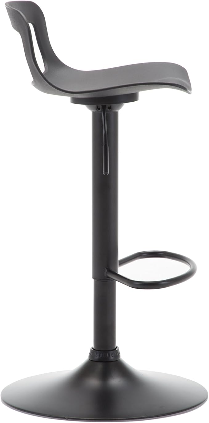 NOBPEINT Contemporary Chrome Air Lift Adjustable Swivel Bar Stool, Set of 4, Black