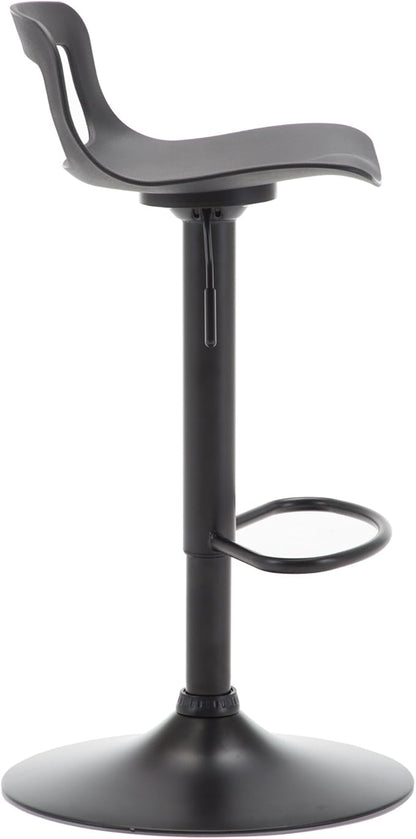 NOBPEINT Contemporary Chrome Air Lift Adjustable Swivel Bar Stool, Set of 4, Black
