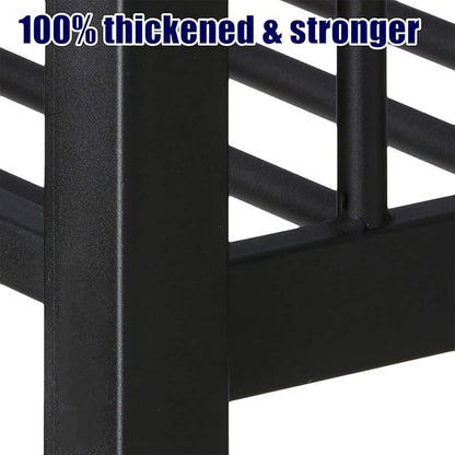 Higher Quality & Stronger Metal Full XL Over Queen Bunk Bed, Thickened Heavy Duty More Stable Safer Black Steel Bunkbed Bunk Queen Bed (Easier to Assemble) (Full XL Over Queen)