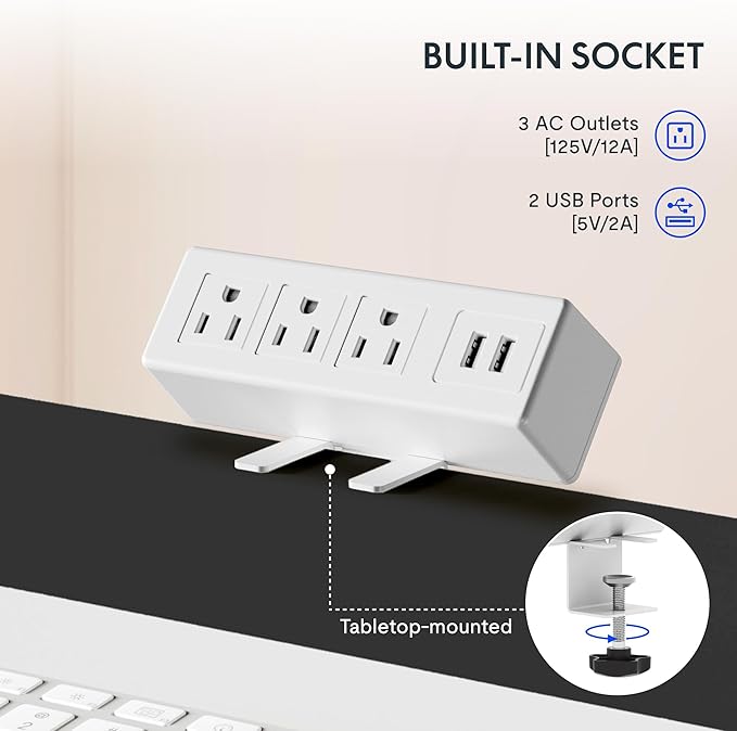 FLEXISPOT EN2 Whole-Piece Standing Desk with Clamp Power Strip, 48 x 30 Electric Stand Up Height Adjustable Desk with Cable Management (White Frame + 48" Marble Gray Top, 2 Packages)