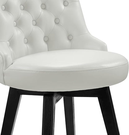 Watson & Whitely Bar Stools, 360° Swivel Upholstered Bar Stool with Back, 30" H Bar Height Barstools, Set of 2, Faux Leather in White
