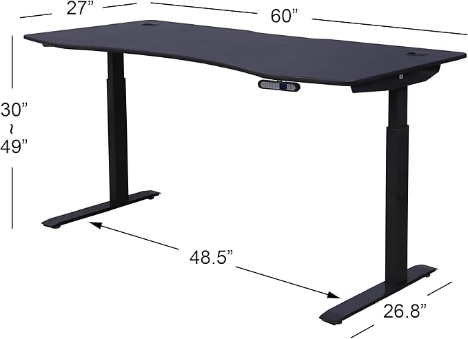 ApexDesk Elite Pro Series 60" x 27" Electric Height Adjustable Stand up Desk, Sit Stand Home Office Desk, Computer Desk - Curved Black