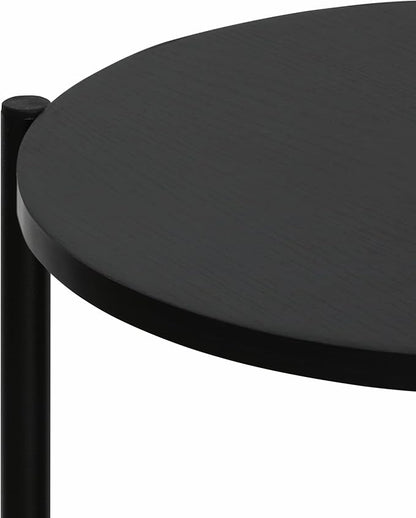 Furinno BESI Coffee Table, 2-Tier Round Modern Coffee Table with Metal Legs, Metal Frame Side Table with Open Shelf, for Living Room, Bedroom, Home Office, Americano