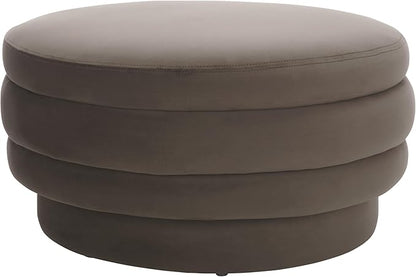 SAFAVIEH Home Collection Rohan Chocolate Brown Velvet Layered Stacked Cocktail Ottoman (Fully Assembled)