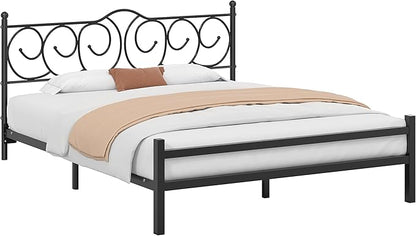 VECELO Metal King Size Headboard, Heavy Duty Curved Headboard Only Height Adjustable, Easy to Assembly, Farmhouse Victorian Style for Bedroom - Black, King