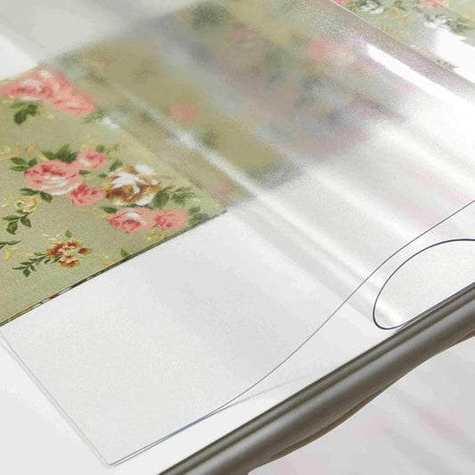 NECAUX Custom 32 x 56 Inch Frosted Table Cover Protector, 1.5mm Thick Plastic Waterproof Heavy Duty Desk Pad Mat Non-Slip Tablecloth Protector for 5ft Coffee Table, Sofa Table, Media Stand, Countertop