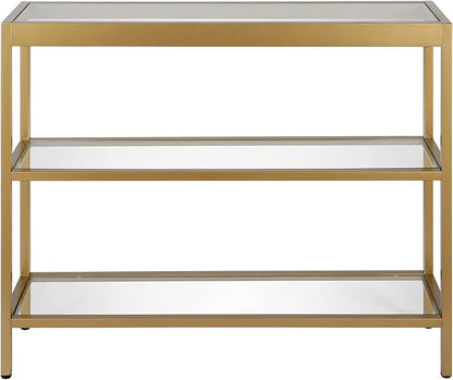 Henn&Hart 36" Wide Rectangular Console Table in Brass, Entryway Table, Accent Table for Living Room, Hallway