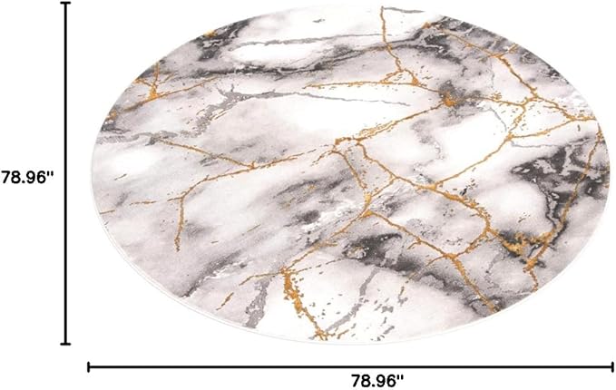 SAFAVIEH Craft Collection Area Rug - 6'7" Round, Grey & Gold, Modern Abstract Design, Non-Shedding & Easy Care, Ideal for High Traffic Areas in Living Room, Bedroom (CFT877F)
