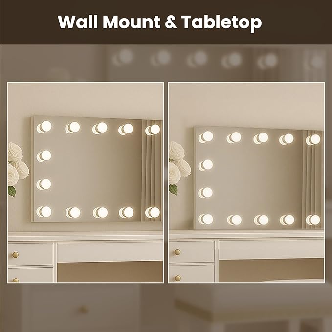 WTTY LED Bathroom Mirror with Lights 84"x32" Hollywood Wall-Mounted Mirror with 3 Color Temperatures, Stepless Dimmable Bulbs, Anti-Fog & Shatter-Proof