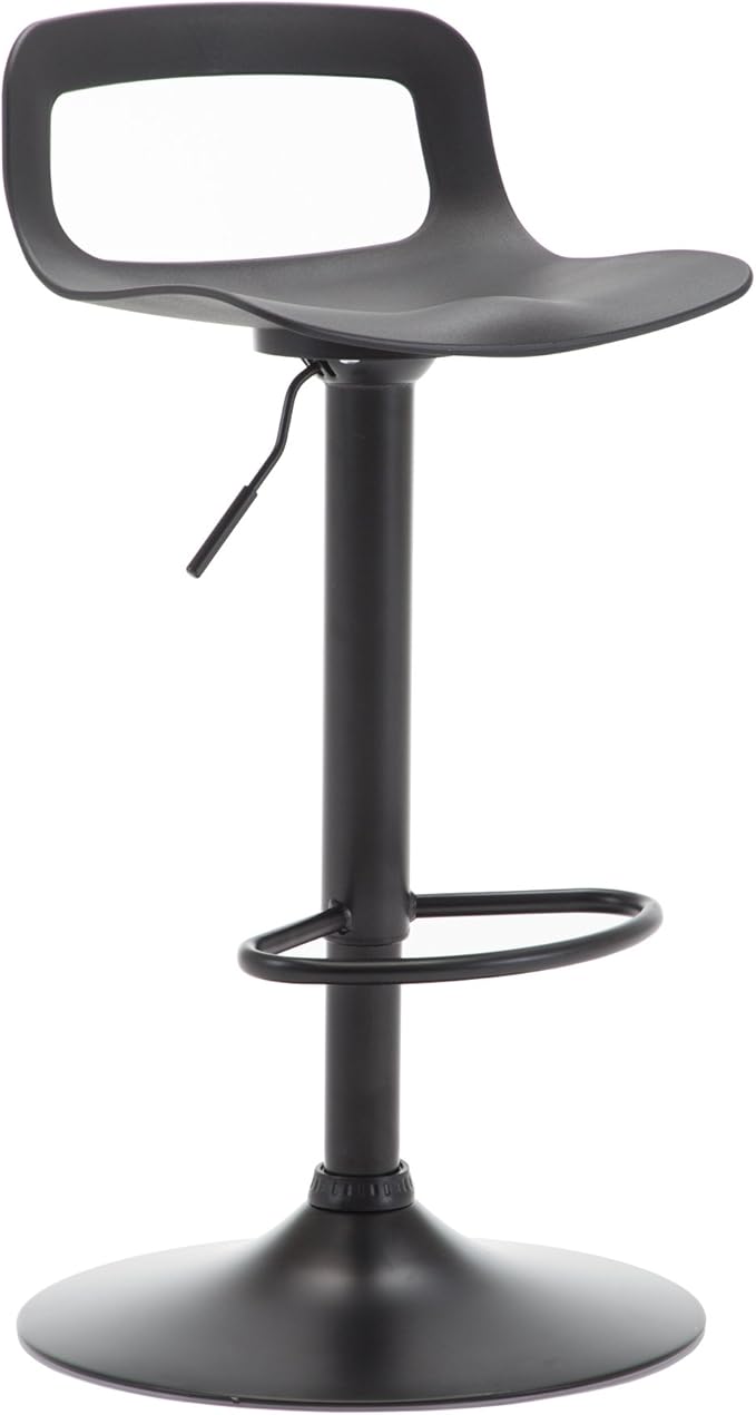 NOBPEINT Contemporary Chrome Air Lift Adjustable Swivel Bar Stool, Set of 4, Black