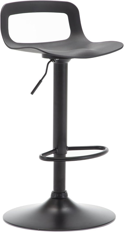 NOBPEINT Contemporary Chrome Air Lift Adjustable Swivel Bar Stool, Set of 2, Black