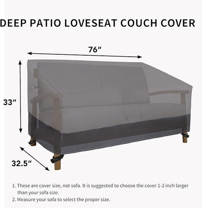 Easy-Going Heavy Duty 2 Seater Outdoor Loveseat Cover, Waterproof Windproof Patio Furniture Sofa Cover with Air Vent (76Wx32.5Dx33H inch, Gray/Dark Gray)