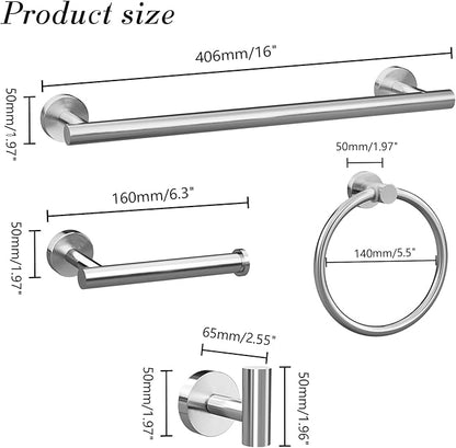 5-Pieces Brushed Nickel Bathroom Accessories Set, Stainless Steel Bathroom Hardware Set, Bath Towel Bar Set, Towel Racks for Bathroom Wall Mounted.