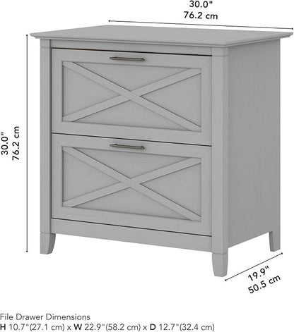 Bush Furniture Key West 2 Drawer Lateral File Cabinet in Cape Cod Gray, Document Storage for Home Office, Accent Chest with Drawers