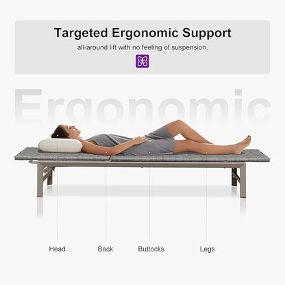 PURPLE LEAF Patio Chaise Lounge Rattan Chair Outdoor Pool Adjustable Recliner Wicker Lounger for Outside Woven Furniture Tanning Poolside Lounger Granite Gray