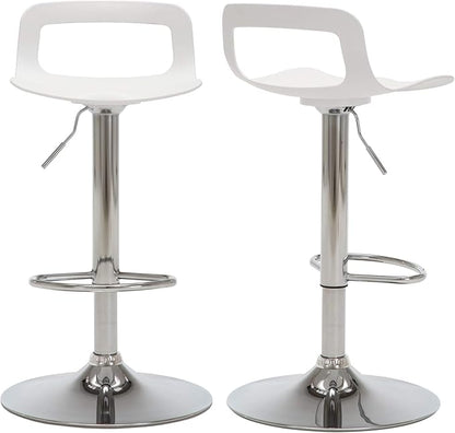 NOBPEINT NOB Contemporary Chrome Air Lift Adjustable Swivel Bar Stool (6 Pieces, White)