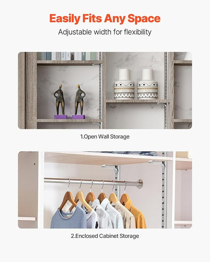 VEVOR Shelf Pilaster, 36.3-inch 8 Pack, Adjustable Shelf Brackets Steel Mortise Mount Pilaster Strip Standards with 32 Screws, Suitable for Wall Shelving System Cabinet Closet Organization