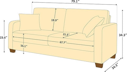 VANOMi Loveseat Couches for Living Room, Modern Sofas & Couches with Cushion & 2 Pillow, Comfy Linen Loveseat Sofa for Small Space, Office, Apartment, Beige