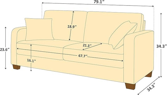 VANOMi Loveseat Couches for Living Room, Modern Sofas & Couches with Cushion & 2 Pillow, Comfy Linen Loveseat Sofa for Small Space, Office, Apartment, Beige