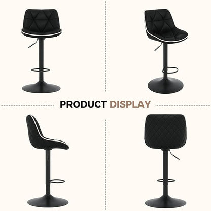 Nalupatio Bar Stools Set of 4, Adjustable Swivel Counter Height Bar Stools with Back, Armless Modern Barstools for Kitchen Island & Home Bar, Upholstered Seat,（Black）