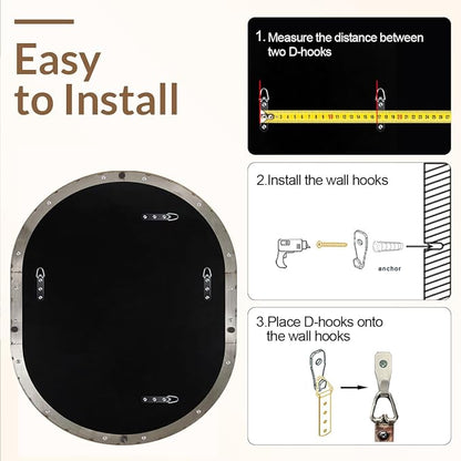 ANDY STAR 30x36’’ Oval Bathroom Mirror, Oval Nickle Mirror Pill-Shaped Design in Stainless Steel Metal Frame for Bathroom, Entryway, Living Room, Contemporary 1" Deep Wall Mount Vertical or Horizontal