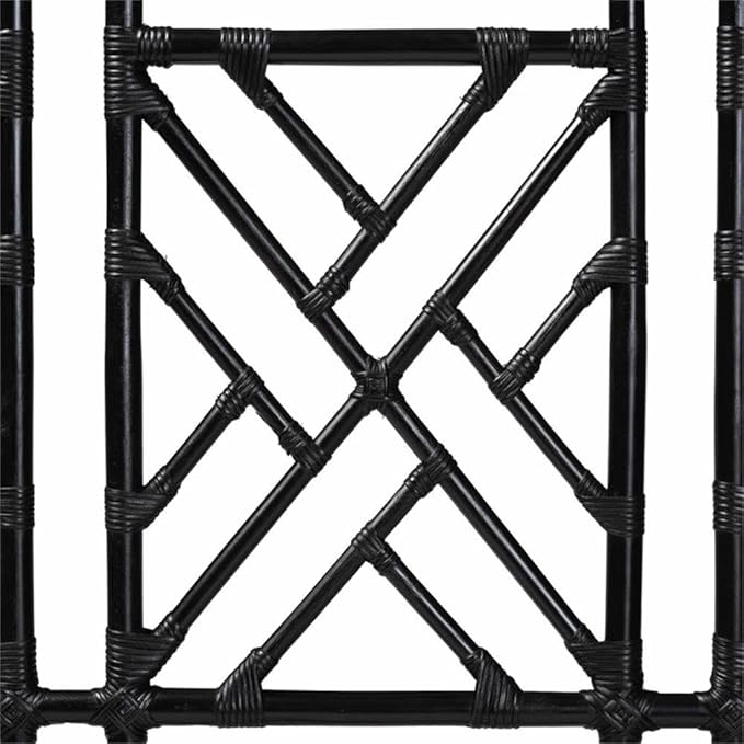Pemberly Row Bohemian Black Natural Rattan King Size Standalone Headboard