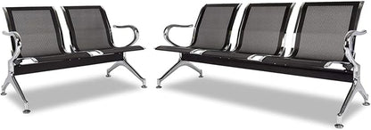 Kinsuite 5-Seat Office Guest Chairs & Reception Chairs - Waiting Room Chairs Airport Reception Seat Bench, Guest Chairs with Arms Lobby Bench Seating for Office Bank Airport Hospital, Black