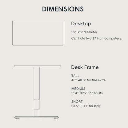 FLEXISPOT E6 MAX Bamboo 55x28 Inch Dual Motor 3-Stage Heavy Duty Standing Desk, 330lbs Weight Capacity, Height Adjustable Desk w/Cable Management & Wheels (Solid Bamboo Desktop + Black Frame)