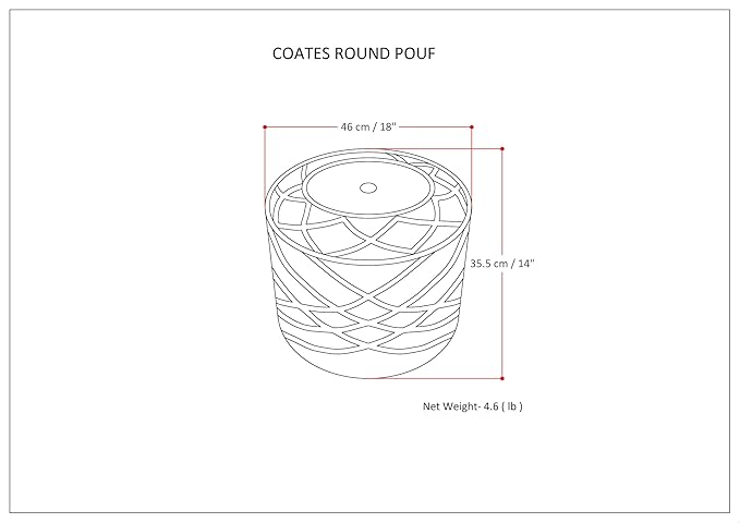 SIMPLIHOME Coates Boho Round Macrame Pouf in Natural Cotton for the Living Room, Bedroom and Kids Room