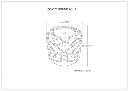 SIMPLIHOME Coates Boho Round Macrame Pouf in Natural Cotton for the Living Room, Bedroom and Kids Room