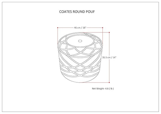 SIMPLIHOME Coates Boho Round Macrame Pouf in Natural Cotton for the Living Room, Bedroom and Kids Room