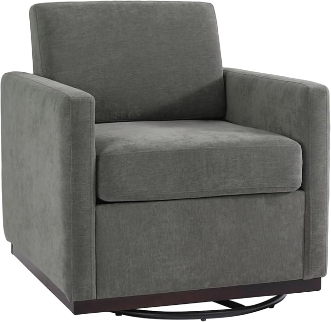 UIXE Swivel Accent Chairs Set of 2, Chenille Upholstered Armchair Comfy Club Chair for Living Room, Mid Century Modern Arm Chair Single Sofa Nook Bedroom Side Reading Seat - Gray