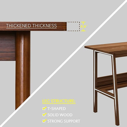 2-Person Writing Desk with Bookshelf - 79" Wooden Extra Long Home Office Work Table, Double Study Computer Workstation with Storage Shelves in Walnut, 79" W x 24" D