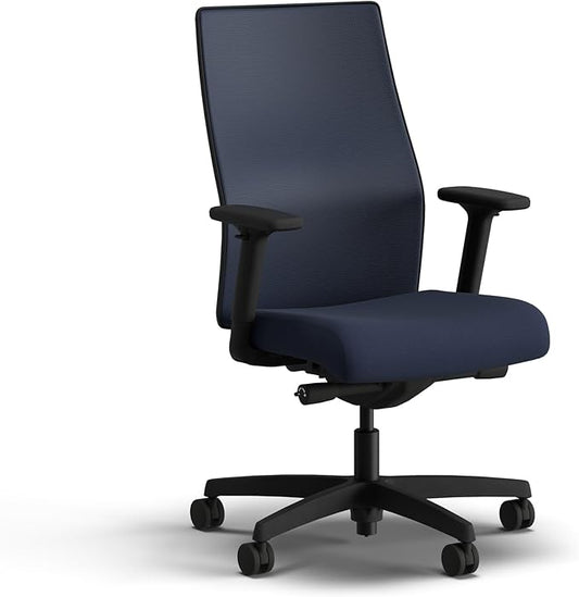 HON Ignition 2.0 Mid Back Task Chair, Spectrum Mesh, Advanced Synchro-Tilt Control, Office Chair with Lumbar Support, Height and Width Adjustable Arms, Black Frame, Blueberry