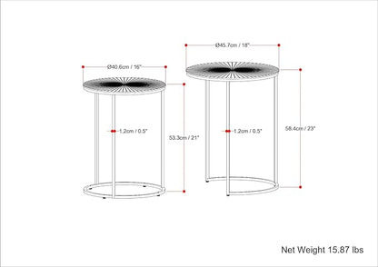 SIMPLIHOME Drake Contemporary 18 inch Wide Metal Nesting table in Antique Nickel, Antique Copper, Fully Assembled for the Living Room and Bedroom