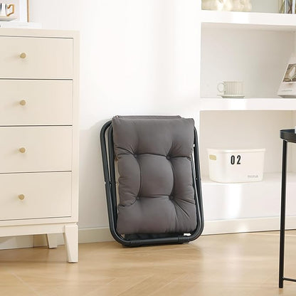LITA Folding Upholstered Footrest with Straight & Square Shape,Small Ottoman， Dark Grey